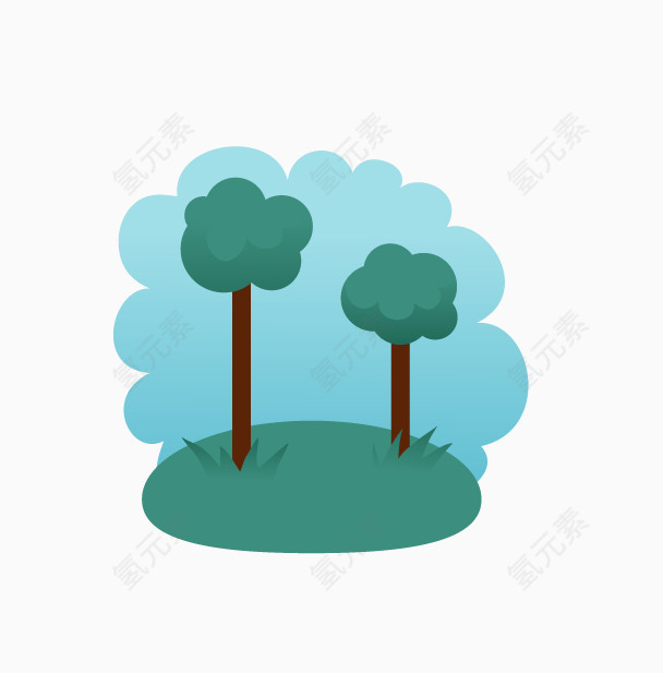 矢量元素绿色小树环境保护装饰图