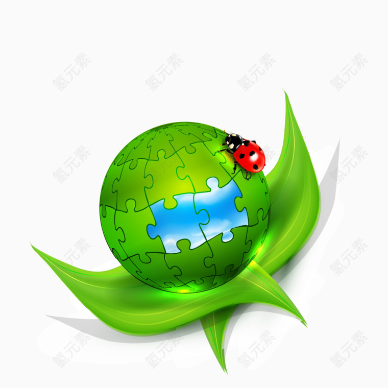 创意瓢虫与地球绿色背景矢量素材