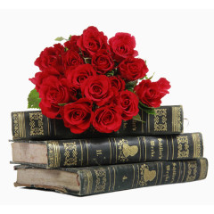 复古书和玫瑰