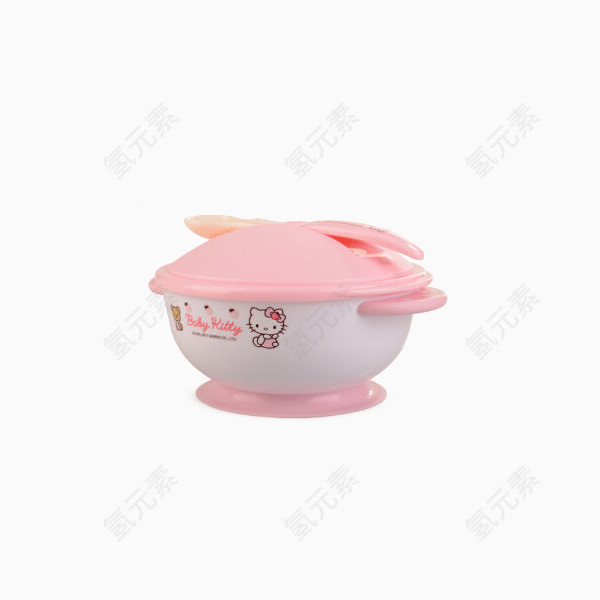 hellokitty宝宝防滑碗带勺子儿童餐具粉色