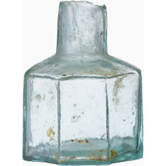 复古做旧淡蓝色透明玻璃瓶瓶子