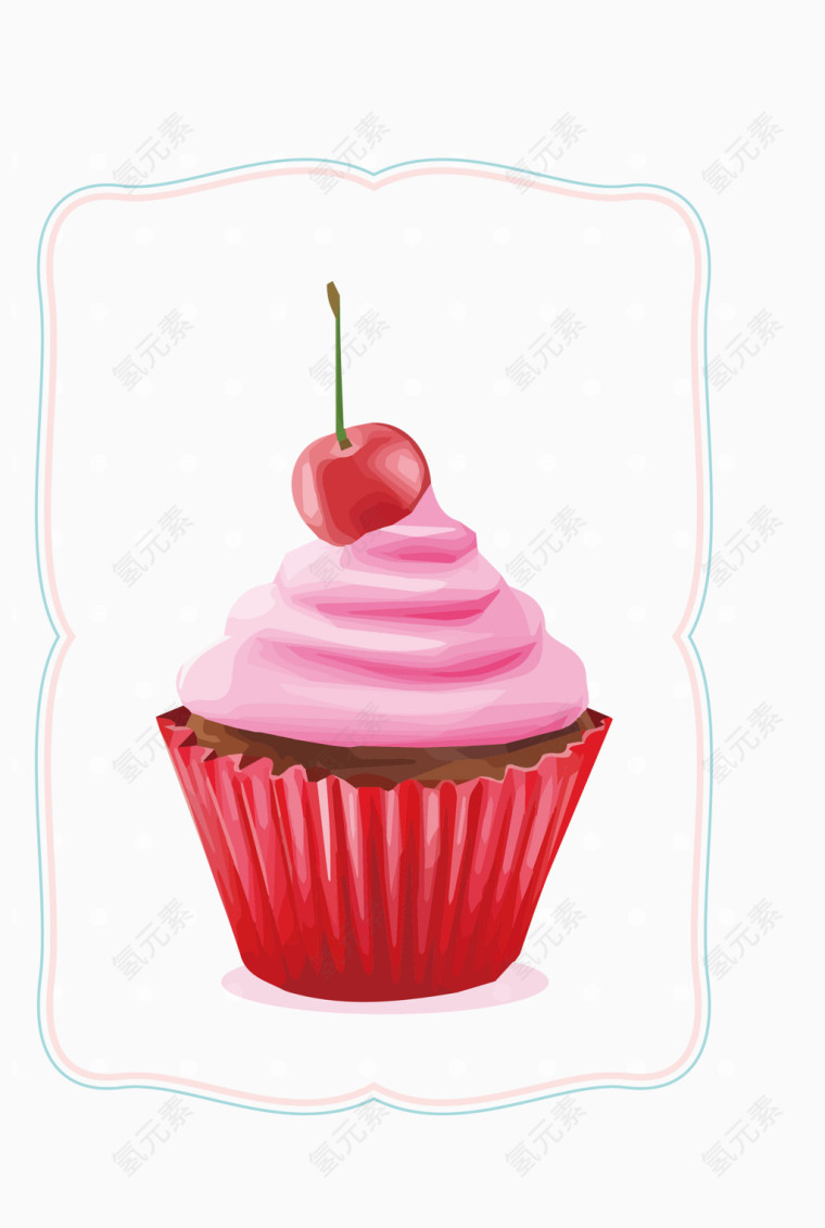 粉色樱桃蛋糕AI图