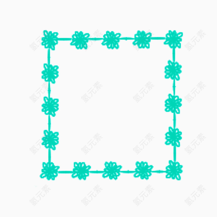 青色花卉框架粉笔图案