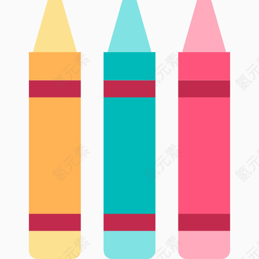 三只彩色的蜡笔