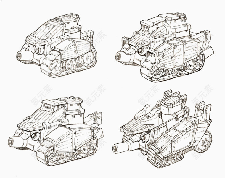 大型武器手绘线稿