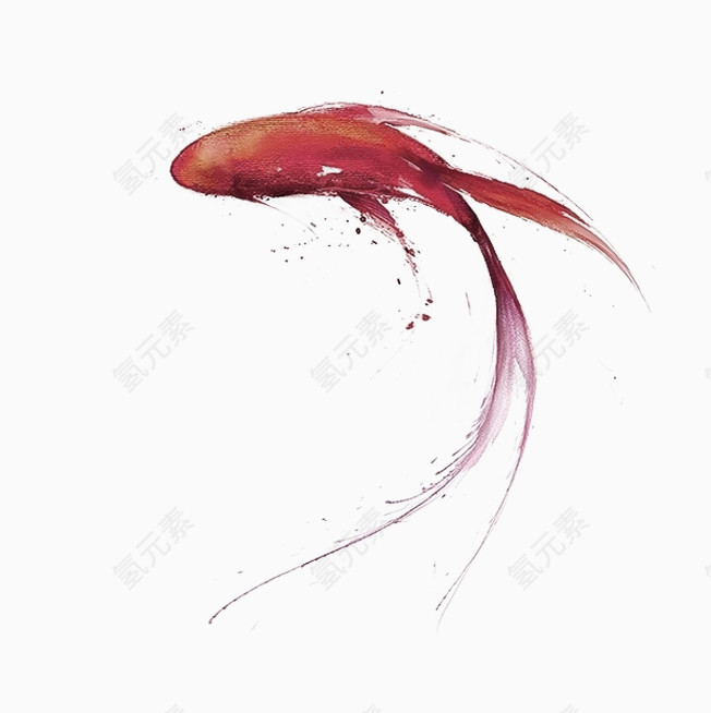 红色清新鲤鱼装饰图案