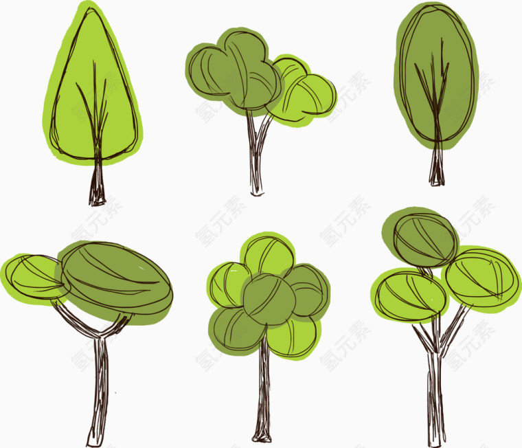 矢量简易绿色树木装饰