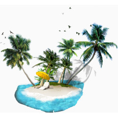 沙滩  海岛 椰树  浪花  海边
