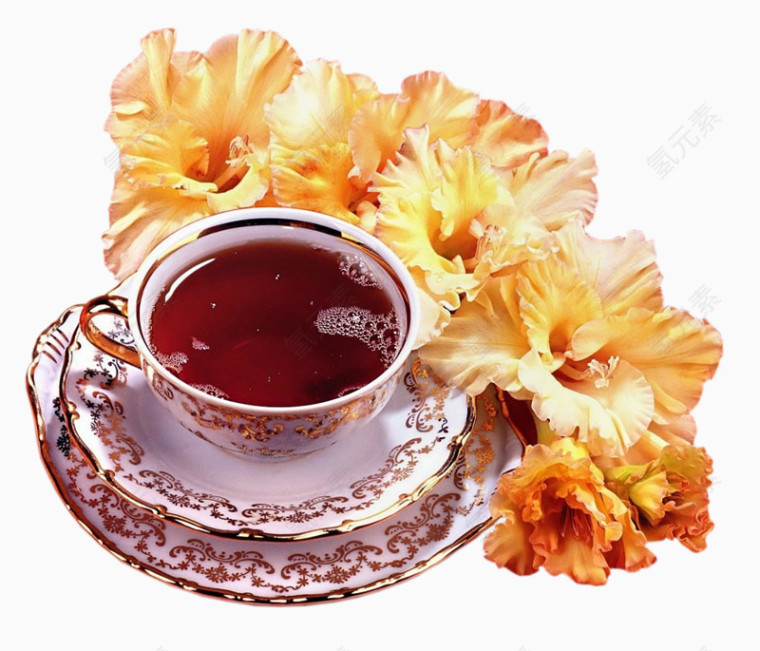 一杯茶和花