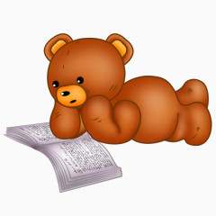 小熊趴着看书