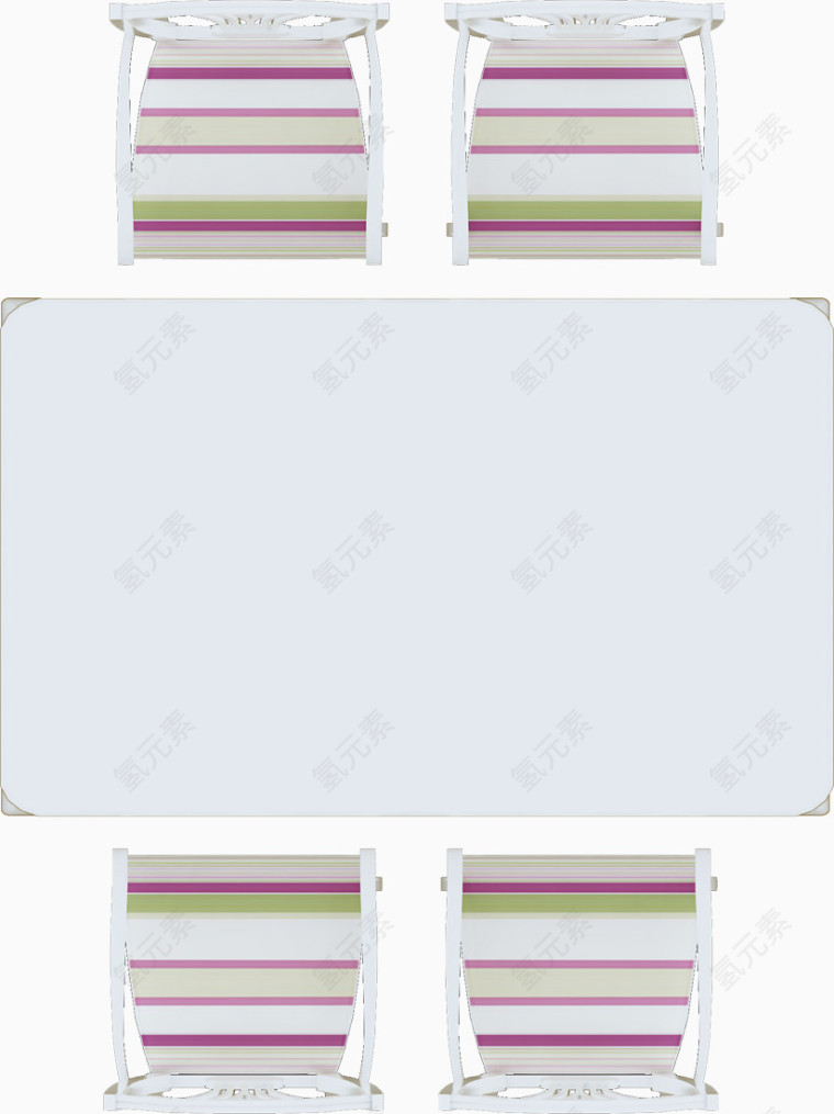 彩平图户型图餐厅4人白色餐桌