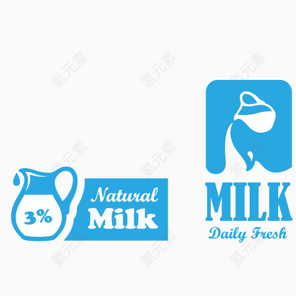 milk 牛奶 图标 蓝色 文字