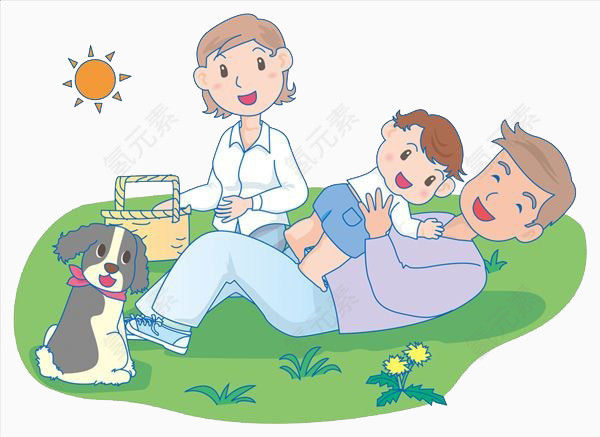 父母和宝宝去野餐