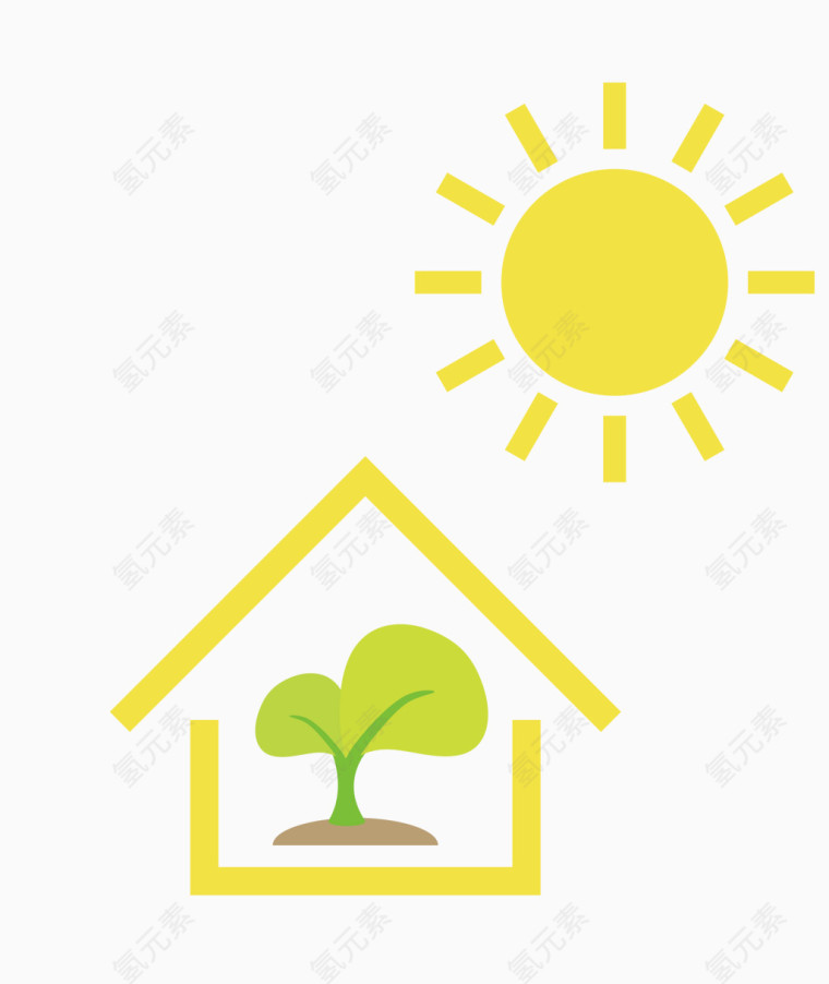 矢量太阳照射小屋素材