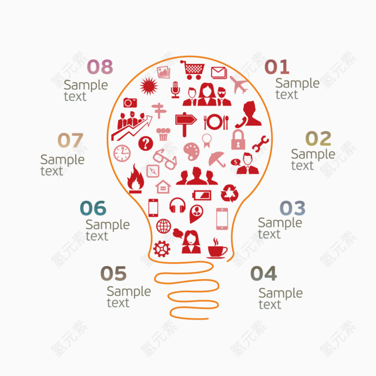矢量灯泡和分类信息图