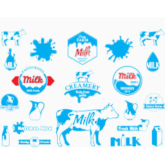 蓝色牛奶瓶子图标
