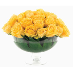 玻璃花瓶粉黄色玫瑰花