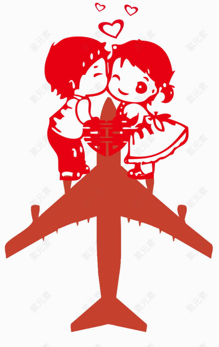 亲昵的小孩和飞机