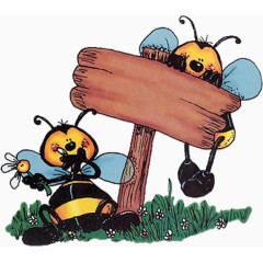卡通 人物 2只蜜蜂  文案背景