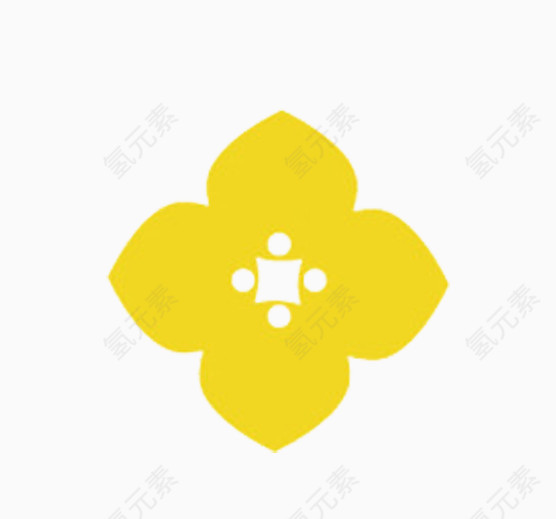 黄色四角花朵几何形状
