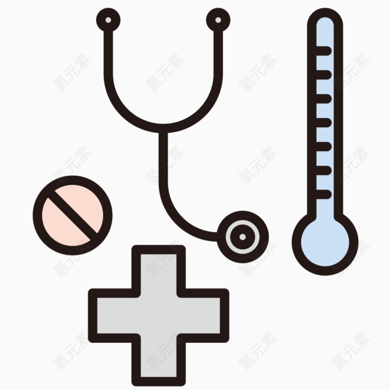 矢量卡通医疗工具仪器