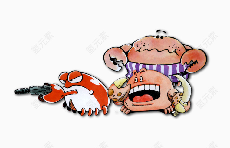 可爱三只螃蟹