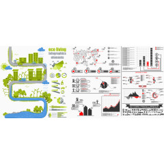 统计图图标与生态节能元素矢量
