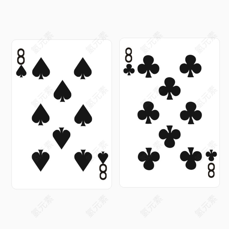 矢量扑克花色黑桃八纸牌