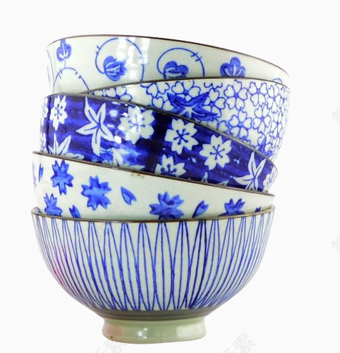 青花陶瓷碗矢量素材