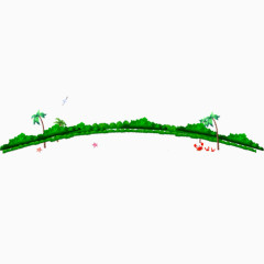 绿色 拱桥 树木 草 背景装饰页面
