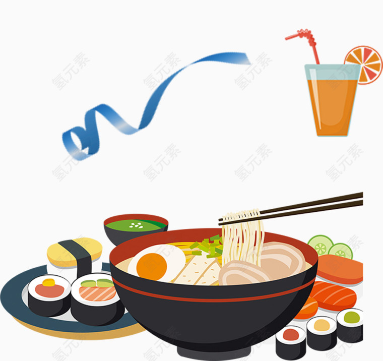 韩式食物装饰元素