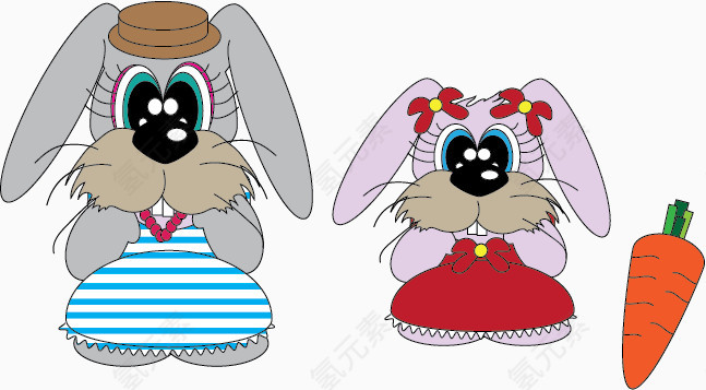 可爱两只兔子