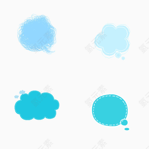 蓝色云朵卡通气泡