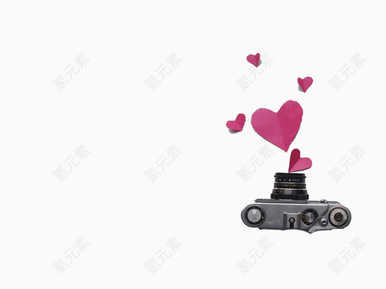 粉色的心和相机PPT模板