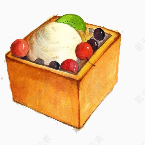 冰淇淋面包手绘画素材图片