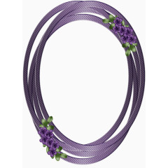 紫色花装饰椭圆边框