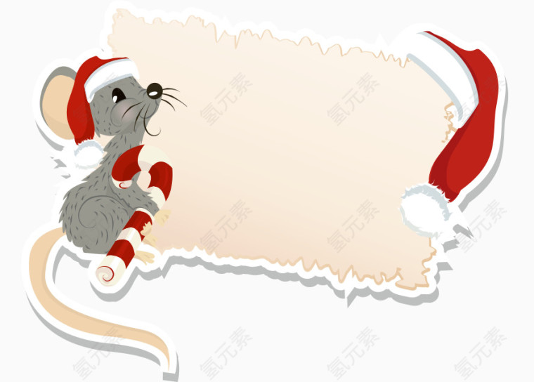 矢量圣诞卡片小老鼠