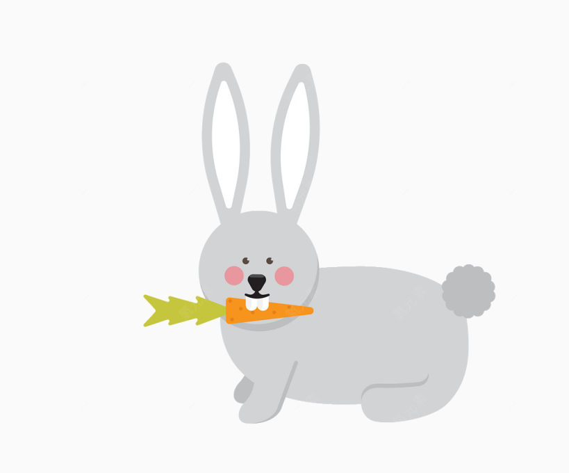 矢量灰色可爱卡通吃萝卜小兔子下载
