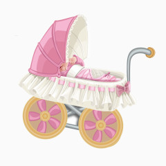 手绘粉色婴儿车图像