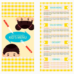 矢量儿童菜单模板与桌布设计
