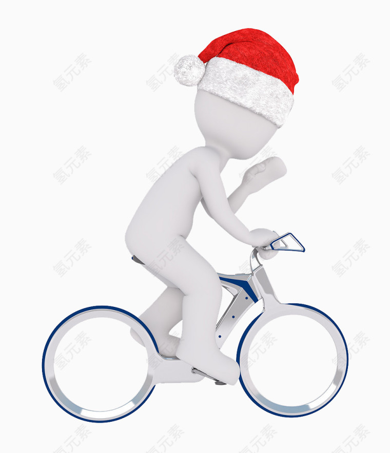 骑自行车的圣诞帽小人