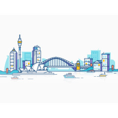 手绘悉尼城市风景