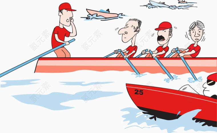 赛艇皮划艇比赛矢量图