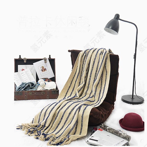 纯棉空调毛毯欧式条纹午睡毛巾毯