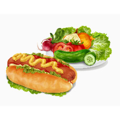 汉堡包与蔬菜卡通图