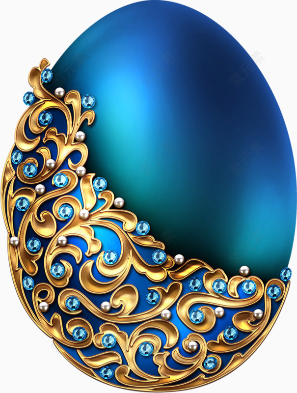 彩蛋蓝色宝石金属质感