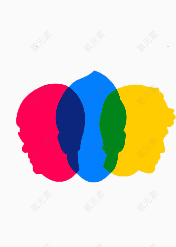 彩色人头海报设计素材