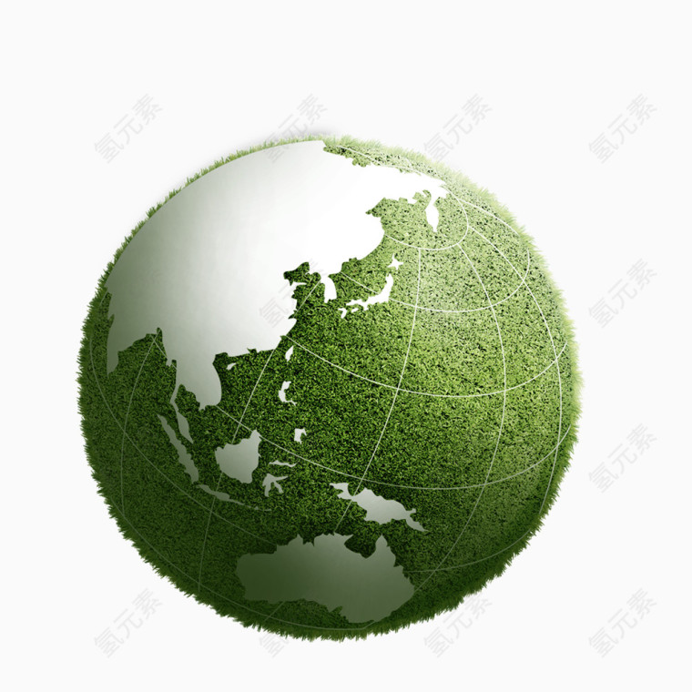 草绿色地球免抠素材