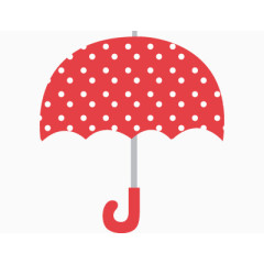 白色波点红雨伞