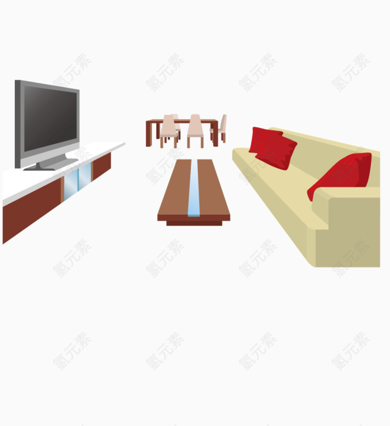 客厅沙发电视柜和电视